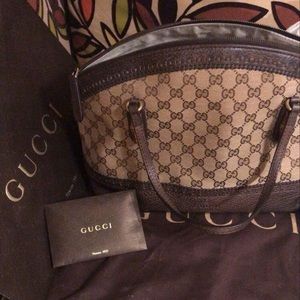 Gucci Bamboo canvas and leather purse